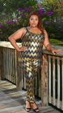 Plus size Black and gold Jumpsuit by The Uncomparable 1