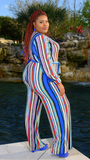 Plus size multicolored striped jumpsuit by The Uncomparable 1